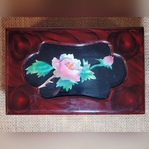 Asian Carved Shell Flower Lacquered Jewelry/ Storage/Treasure Box~ Mother's Day